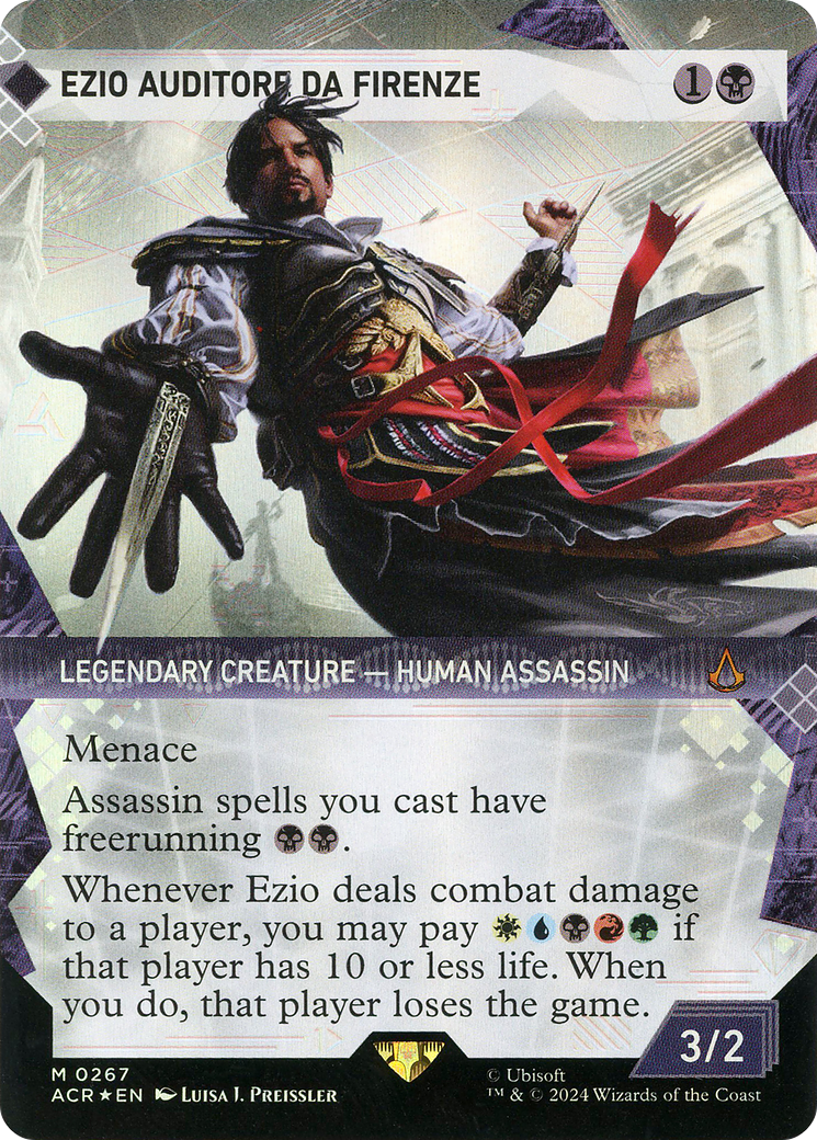 Ezio Auditore da Firenze (Textured Foil) (ACR-267) [Assassin's Creed] (Showcase) (Borderless) Foil MTG Single Wizards of the Coast