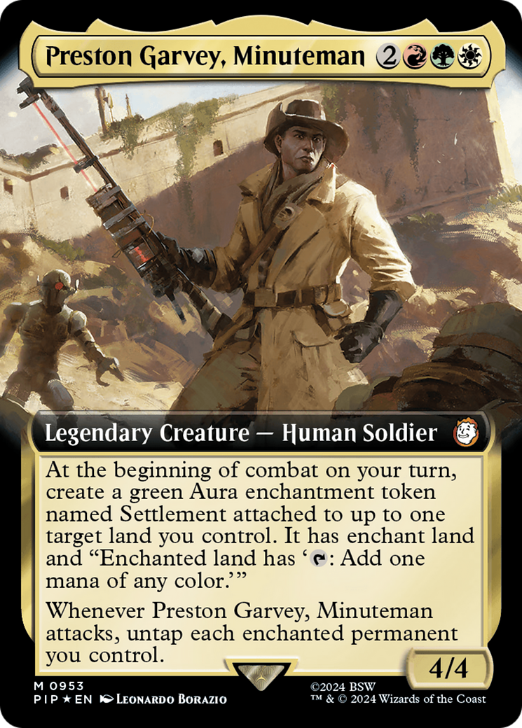 Preston Garvey, Minuteman (Surge Foil) (PIP-953) [Fallout] (Extended Art) Foil MTG Single Wizards of the Coast