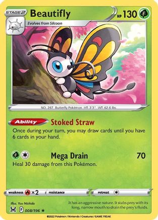 Beautifly (8/196) Reverse Holofoil [SWSH: Lost Origin] Pokemon Single Pokémon