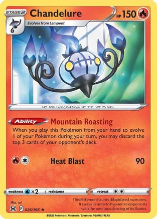 Chandelure (26/196) Holofoil [SWSH: Lost Origin] Pokemon Single Pokémon