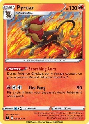 Pyroar (29/196) Holofoil [SWSH: Lost Origin] Pokemon Single Pokémon