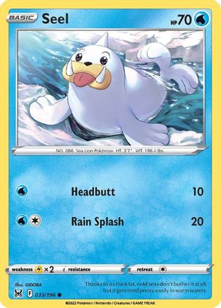 Seel (33/196) [SWSH: Lost Origin] Pokemon Single Pokémon