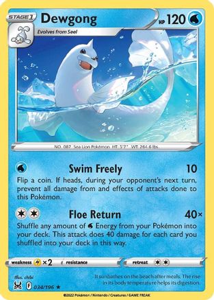 Dewgong (34/196) [SWSH: Lost Origin] Pokemon Single Pokémon