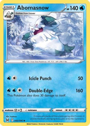 Abomasnow (43/196) Reverse Holofoil [SWSH: Lost Origin] Pokemon Single Pokémon