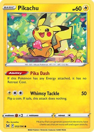 Pikachu (52/196) [SWSH: Lost Origin] Pokemon Single Pokémon