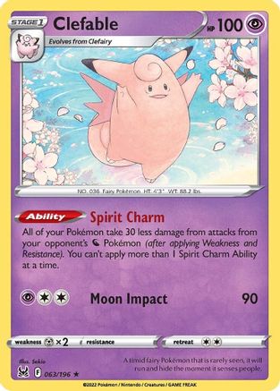 Clefable (63/196) [SWSH: Lost Origin] Pokemon Single Pokémon