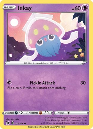 Inkay (77/196) Reverse Holofoil [SWSH: Lost Origin] Pokemon Single Pokémon