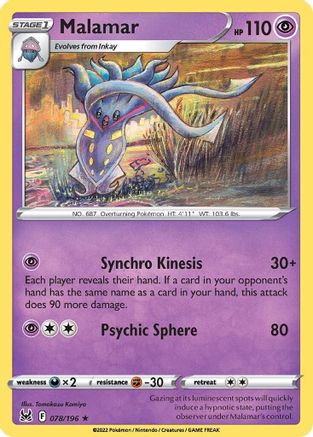 Malamar (78/196) Reverse Holofoil [SWSH: Lost Origin] Pokemon Single Pokémon