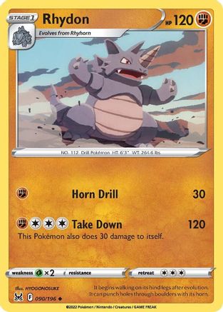 Rhydon (90/196) [SWSH: Lost Origin] Pokemon Single Pokémon