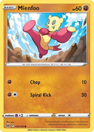 Mienfoo (103/196) Reverse Holofoil [SWSH: Lost Origin] Pokemon Single Pokémon