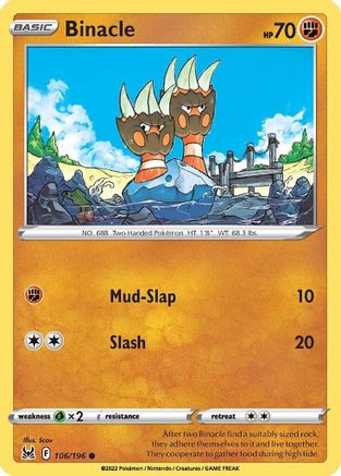 Binacle (106/196) Reverse Holofoil [SWSH: Lost Origin] Pokemon Single Pokémon