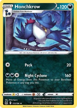 Honchkrow (115/196) [SWSH: Lost Origin] Pokemon Single Pokémon