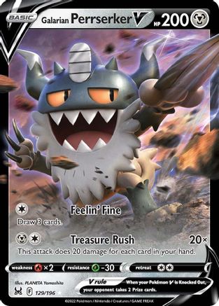 Galarian Perrserker V (129/196) Holofoil [SWSH: Lost Origin] Pokemon Single Pokémon