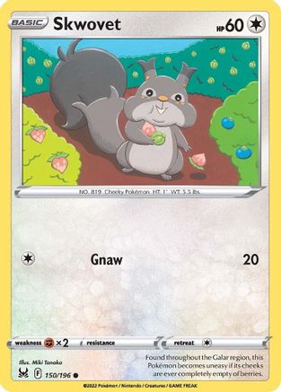 Skwovet (150/196) Reverse Holofoil [SWSH: Lost Origin] Pokemon Single Pokémon