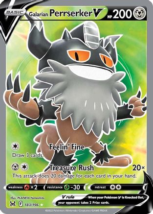 Galarian Perrserker V (Full Art) (183/196) Holofoil [SWSH: Lost Origin] Pokemon Single Pokémon