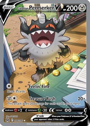 Galarian Perrserker V (Alternate Full Art) (184/196) Holofoil [SWSH: Lost Origin] Pokemon Single Pokémon