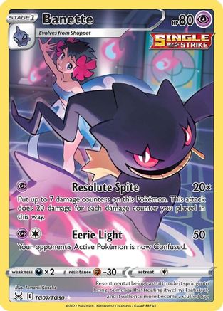 Banette (TG07/30) Holofoil [SWSH: Lost Origin Trainer Gallery] Pokemon Single Pokémon
