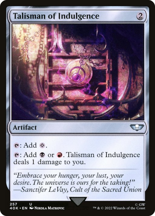 Talisman of Indulgence (40K-257) [Warhammer 40,000 Commander] MTG Single Wizards of the Coast