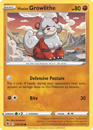 Hisuian Growlithe - 070/189 (Cosmos Holo) Holofoil [Misc: Deck Exclusives] Pokemon Single Pokémon