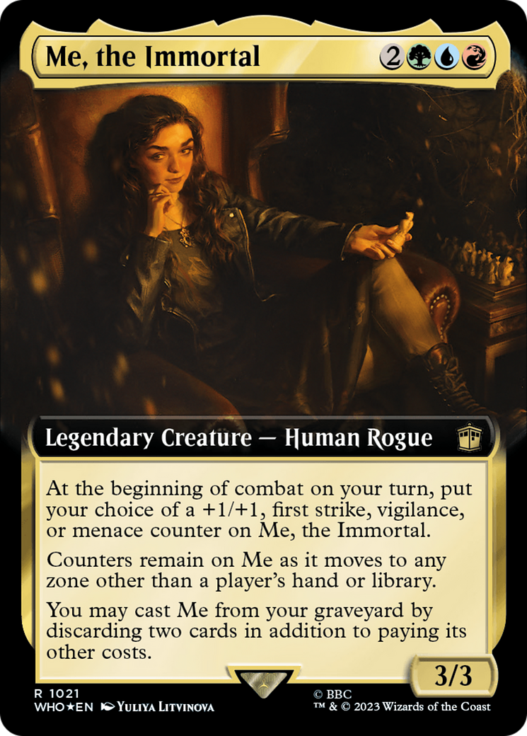 Me, the Immortal (Surge Foil) (WHO-1021) [Doctor Who] (Extended Art) Foil MTG Single Wizards of the Coast