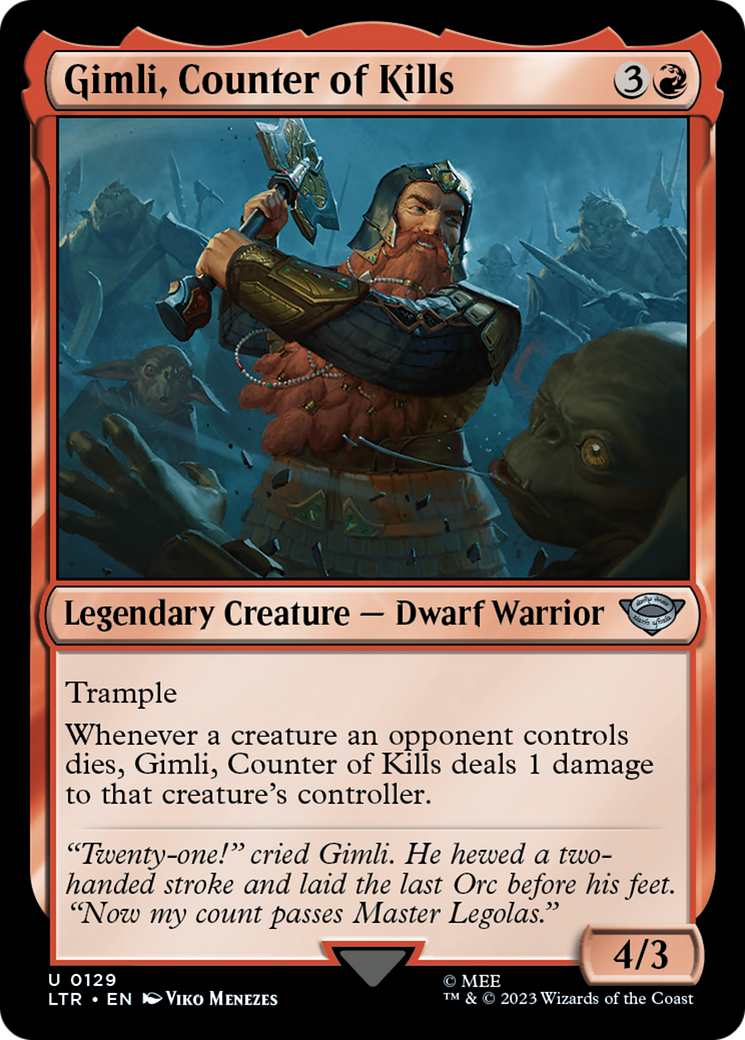 Gimli, Counter of Kills (LTR-129) [The Lord of the Rings: Tales of Middle-earth] Foil MTG Single Wizards of the Coast