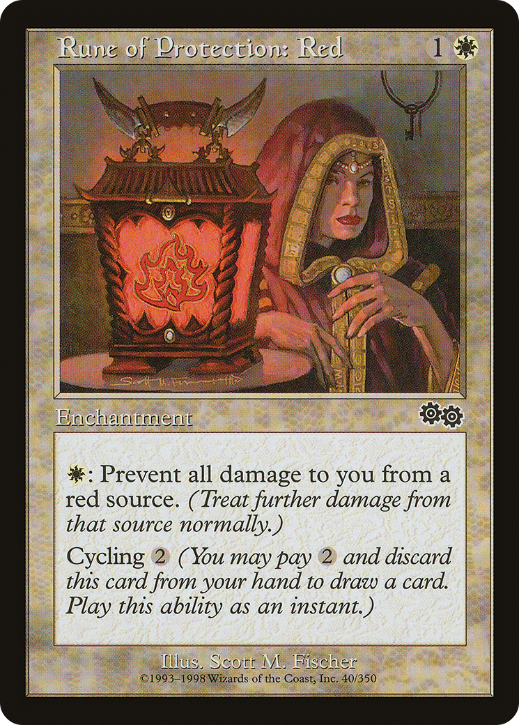 Rune of Protection: Red (USG-040) [Urza's Saga] MTG Single Wizards of the Coast
