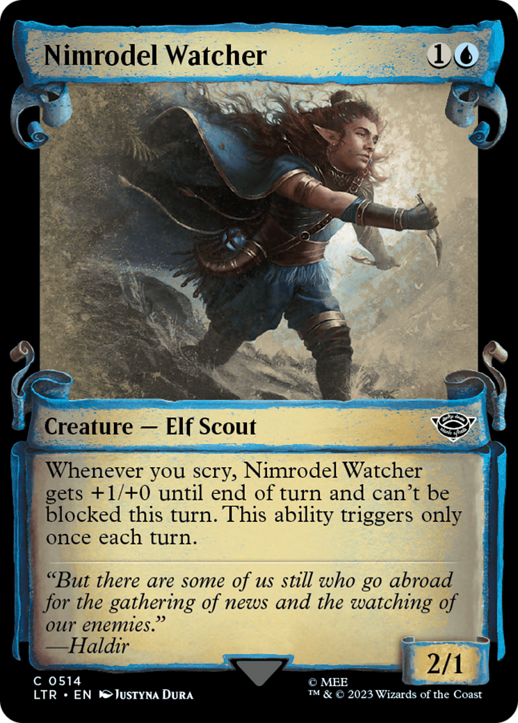 Nimrodel Watcher (Showcase Scrolls) (LTR-514) [The Lord of the Rings: Tales of Middle-earth] (Showcase) Foil MTG Single Wizards of the Coast