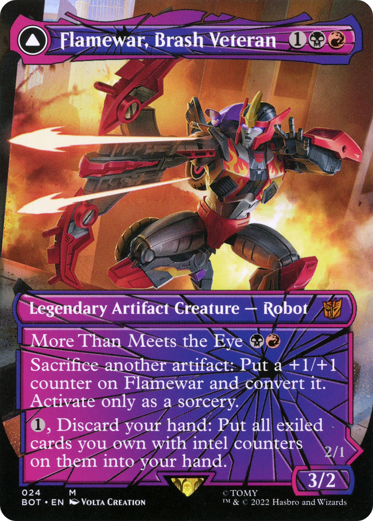 Flamewar, Brash Veteran (Shattered Glass) (BOT-024) [Transformers] (Borderless) Foil MTG Single Wizards of the Coast