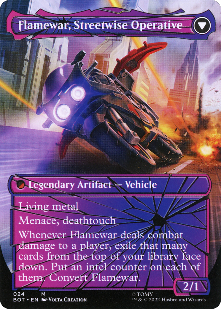 Flamewar, Brash Veteran (Shattered Glass) (BOT-024) [Transformers] (Borderless) Foil MTG Single Wizards of the Coast