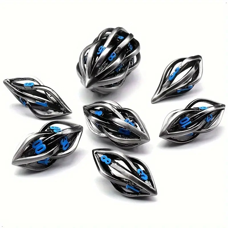 Seriously Good Dice: Hollow Metal 7 Die Set "Black & Blue Dodecahedron" Dice & Gaming Accessories Taps Imports