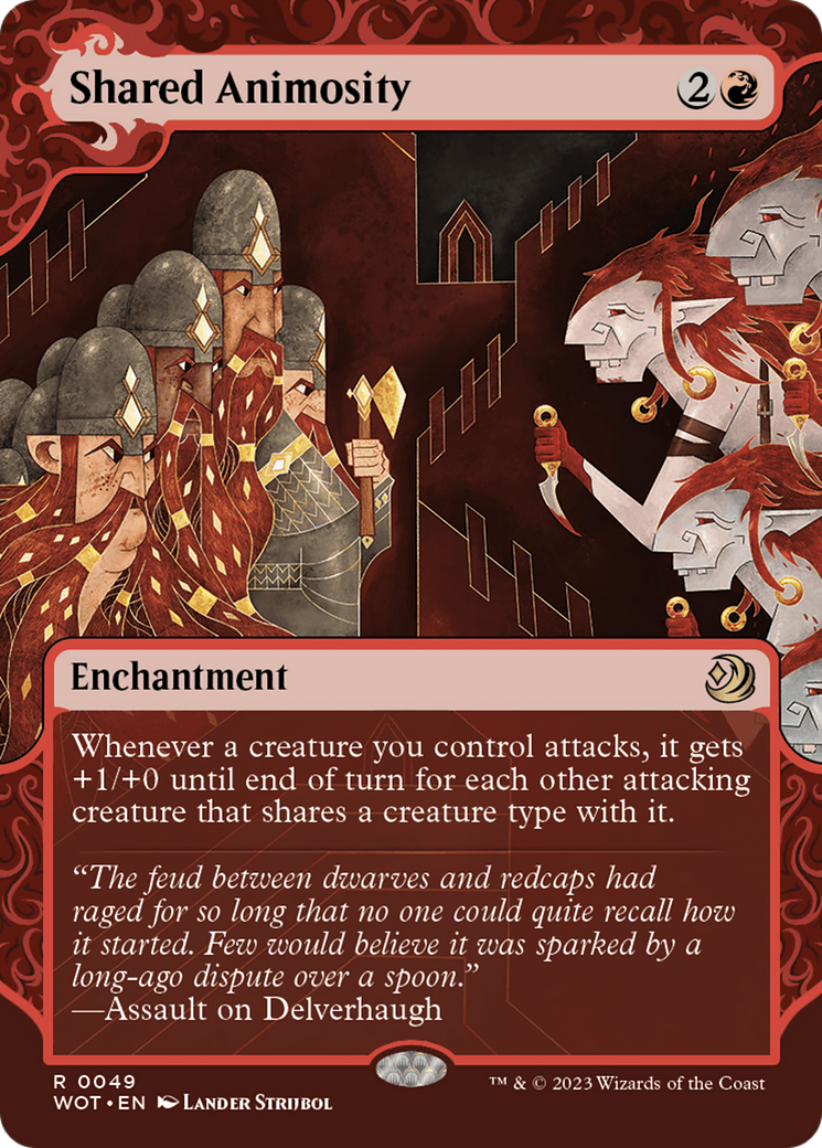 Shared Animosity (WOT-049) [Wilds of Eldraine: Enchanting Tales] (Showcase) (Borderless) Foil MTG Single Wizards of the Coast