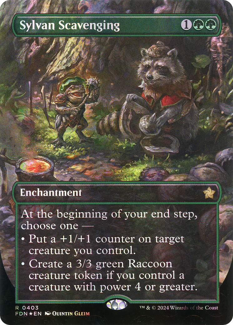 Sylvan Scavenging (Mana Foil) (FDN-403) [Foundations] (Borderless) Foil MTG Single Wizards of the Coast