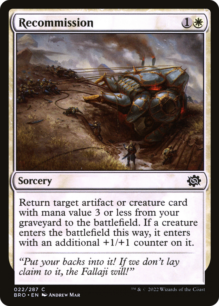 Recommission (BRO-022) [The Brothers' War] MTG Single Wizards of the Coast