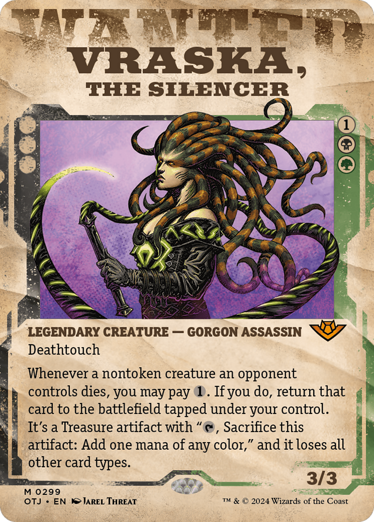 Vraska, the Silencer (OTJ-299) [Outlaws of Thunder Junction] (Showcase) (Borderless) MTG Single Outlaws of Thunder Junction