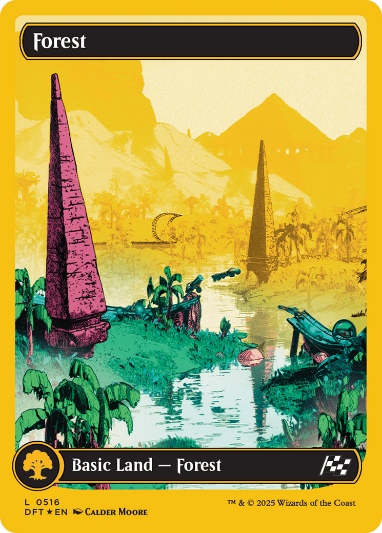 Forest (0516) (First-Place Foil) (DFT-516) [Aetherdrift] (Full Art) Foil MTG Single Wizards of the Coast