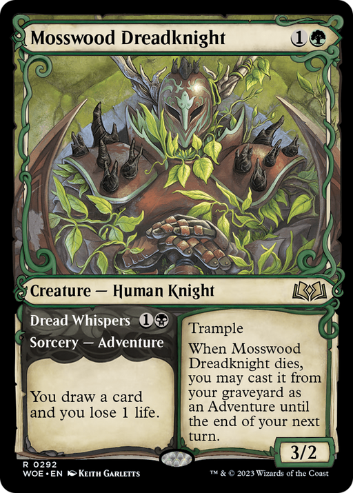 Mosswood Dreadknight // Dread Whispers (WOE-292) [Wilds of Eldraine] (Showcase) MTG Single Wizards of the Coast