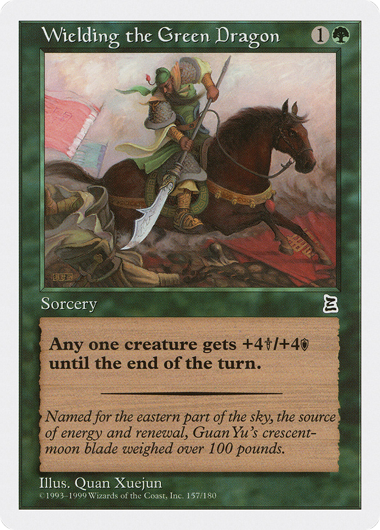Wielding the Green Dragon (PTK-157) [Oldschool] Portal Three Kingdoms MTG Single Wizards of the Coast