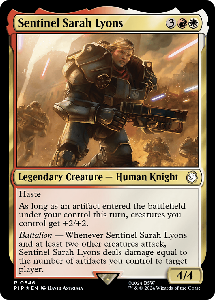 Sentinel Sarah Lyons (Surge Foil) [Fallout] MTG Single Magic: The Gathering