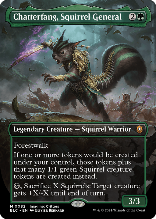 Chatterfang, Squirrel General (BLC-082) [Bloomburrow Commander] (Borderless) Foil MTG Single Wizards of the Coast