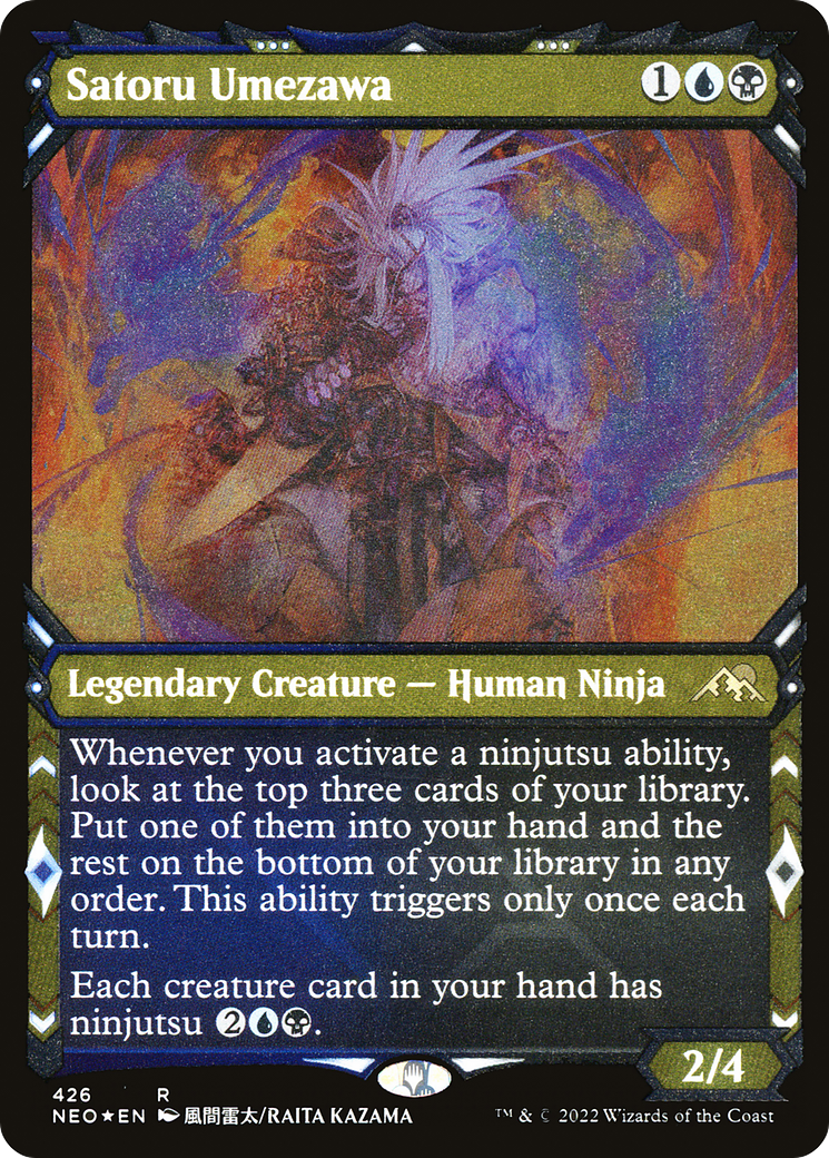Satoru Umezawa (NEO-426) [Kamigawa: Neon Dynasty] (Showcase) Etched Foil MTG Single Wizards of the Coast