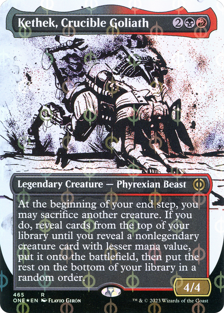 Kethek, Crucible Goliath (Step-and-Compleat Foil) (ONE-465) [Phyrexia: All Will Be One] (Showcase) (Borderless) Foil MTG Single Wizards of the Coast