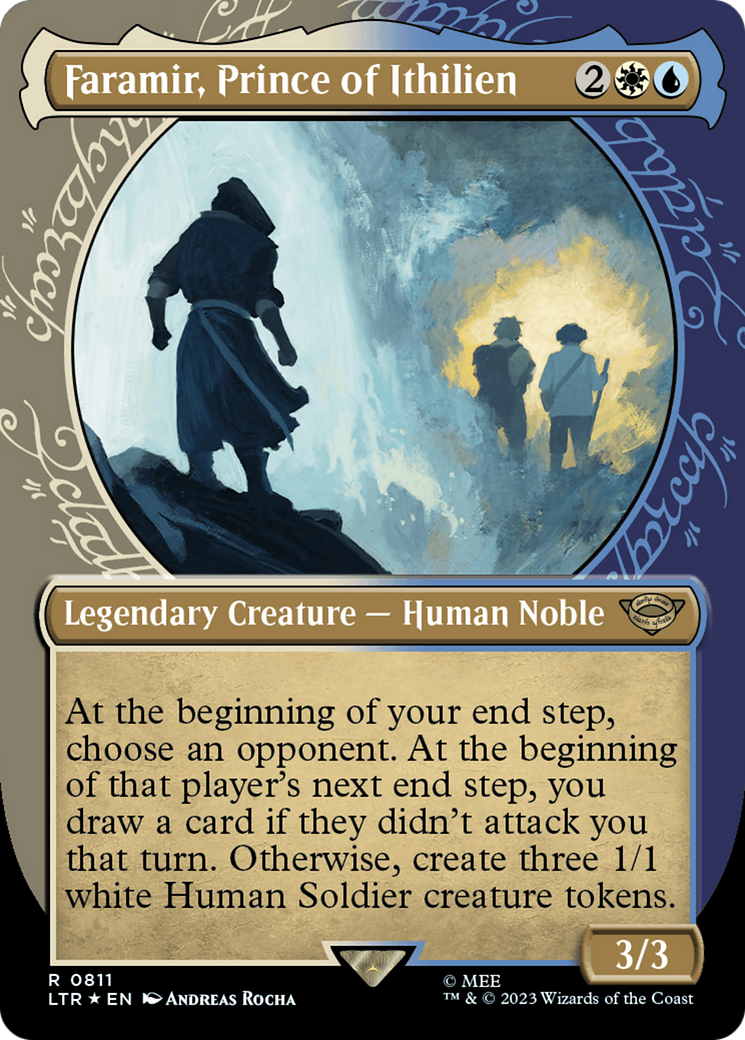 Faramir, Prince of Ithilien (Surge Foil) (LTR-811) [The Lord of the Rings: Tales of Middle-earth] (Showcase) (Borderless) Foil MTG Single Wizards of the Coast
