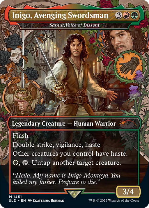 Inigo, Avenging Swordsman - Samut, Voice of Dissent (SLD-1451) [Secret Lair] Drop (Borderless) Foil MTG Single Wizards of the Coast