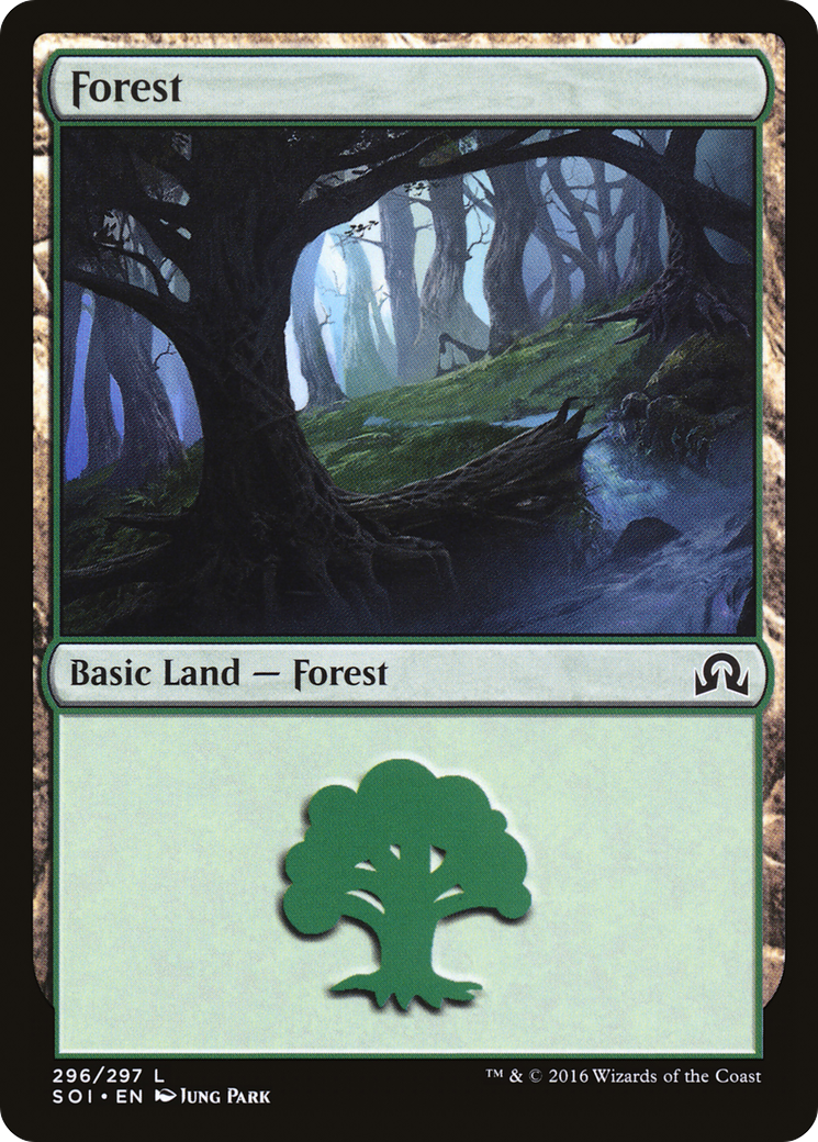 Forest (296) (SOI-296) [Shadows over Innistrad] Foil MTG Single Wizards of the Coast