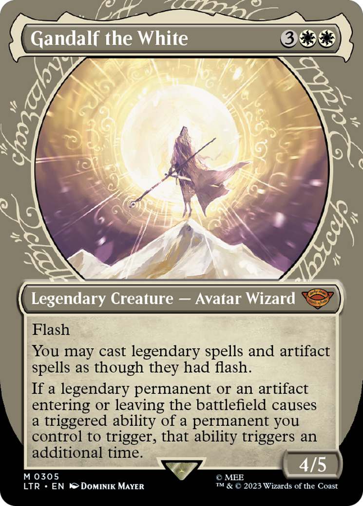 Gandalf the White (LTR-305) [The Lord of the Rings: Tales of Middle-earth] (Showcase) (Borderless) Foil MTG Single Wizards of the Coast