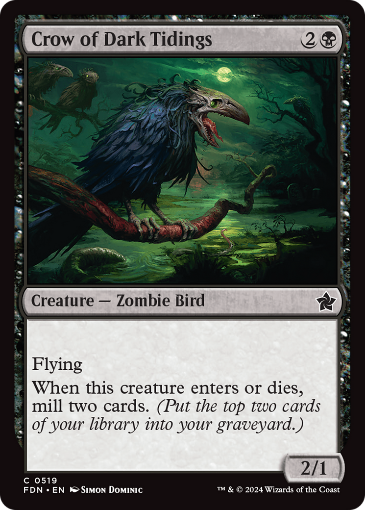 Crow of Dark Tidings (FDN-519) [Foundations] MTG Single Wizards of the Coast