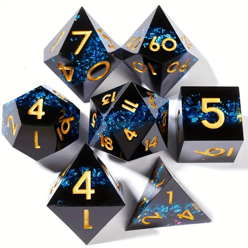 Seriously Good Dice: Sharp-Edged Resin 7 Die Set "Blue Milky Way" Dice & Gaming Accessories Taps Imports