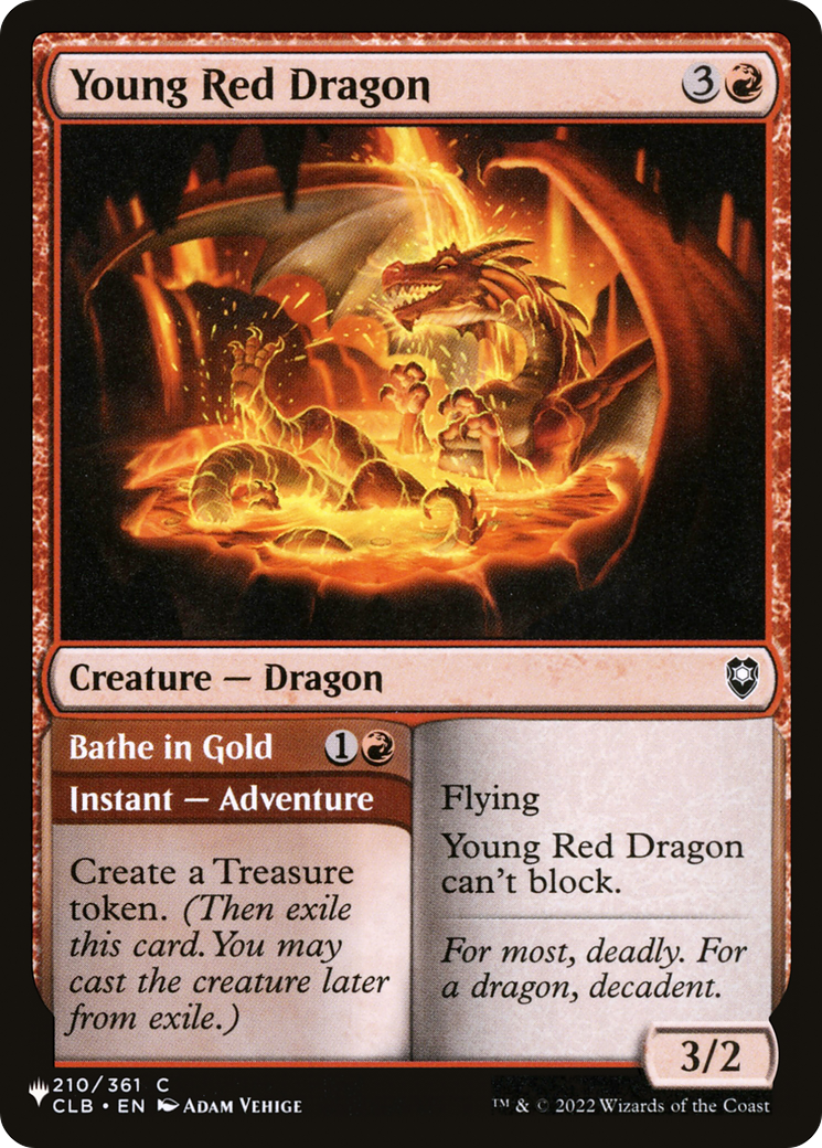 Young Red Dragon // Bathe in Gold (LIST-CLB-210) [Mystery Booster] The List MTG Single Wizards of the Coast