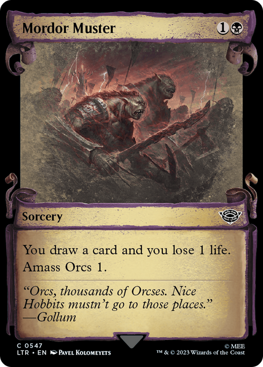 Mordor Muster (Showcase Scrolls) (LTR-547) [The Lord of the Rings: Tales of Middle-earth] (Showcase) Foil MTG Single Wizards of the Coast