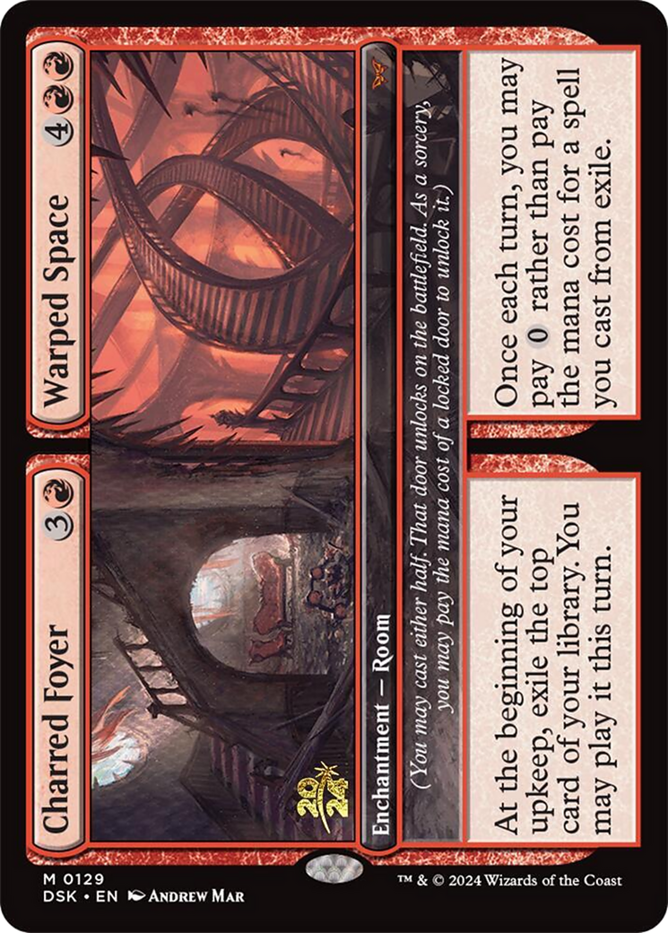 Charred Foyer // Warped Space (PRE-129) [Duskmourn: House of Horror Promos] Foil MTG Single Wizards of the Coast